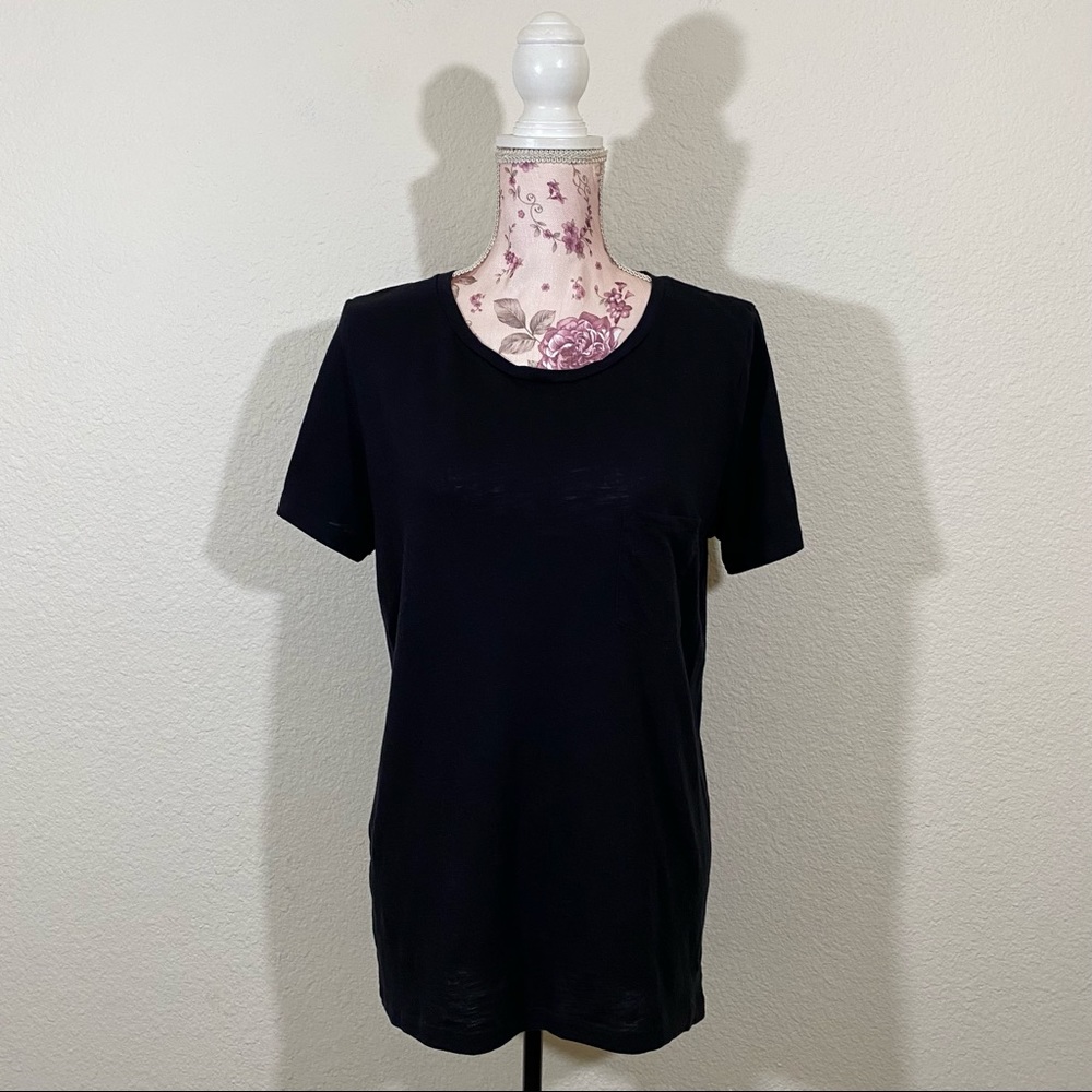 Pink VS sz:L Black Short Sleeve High-Low Sheer Tee - Picture 4 of 12
